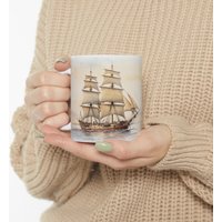 Voyage Reflections Aquarell Schiff Keramiktasse von EtHeQu