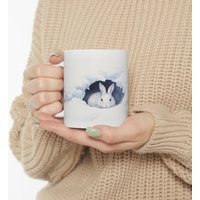 Winterlaune Snow Bunny Haven Aquarell Keramiktasse von EtHeQu