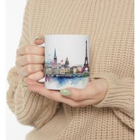 stadtskyline Paris Aquarell Keramiktasse von EtHeQu