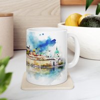 stadtskyline Salzburg Aquarell Keramiktasse von EtHeQu