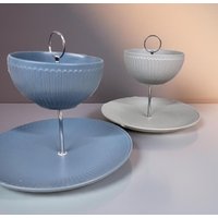 2-Stöckige Etagere Im Landhaus-Stil, Einzigartiges Stück, Ideal Für Geburtstagsfeiern, Teller U. Dessertschale, Blau Oder Grau Wählbar, Neu von EtagerenManufakturHH