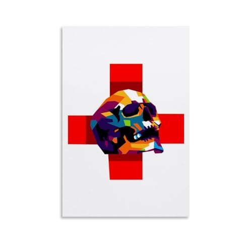 Etalvorl Poster auf Leinwand, Motiv: The Skull Is A Bone Struct, abstraktes Büro, Zuhause, Bar, Wanddekoration, 60 x 90 cm von Etalvorl