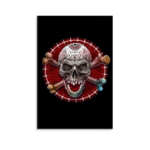 Etalvorl Totenkopf-Poster, Leinwand-Kunst, Gemälde, abstraktes Büro, Zuhause, Bar, Wanddekoration, 20 x 30 cm von Etalvorl