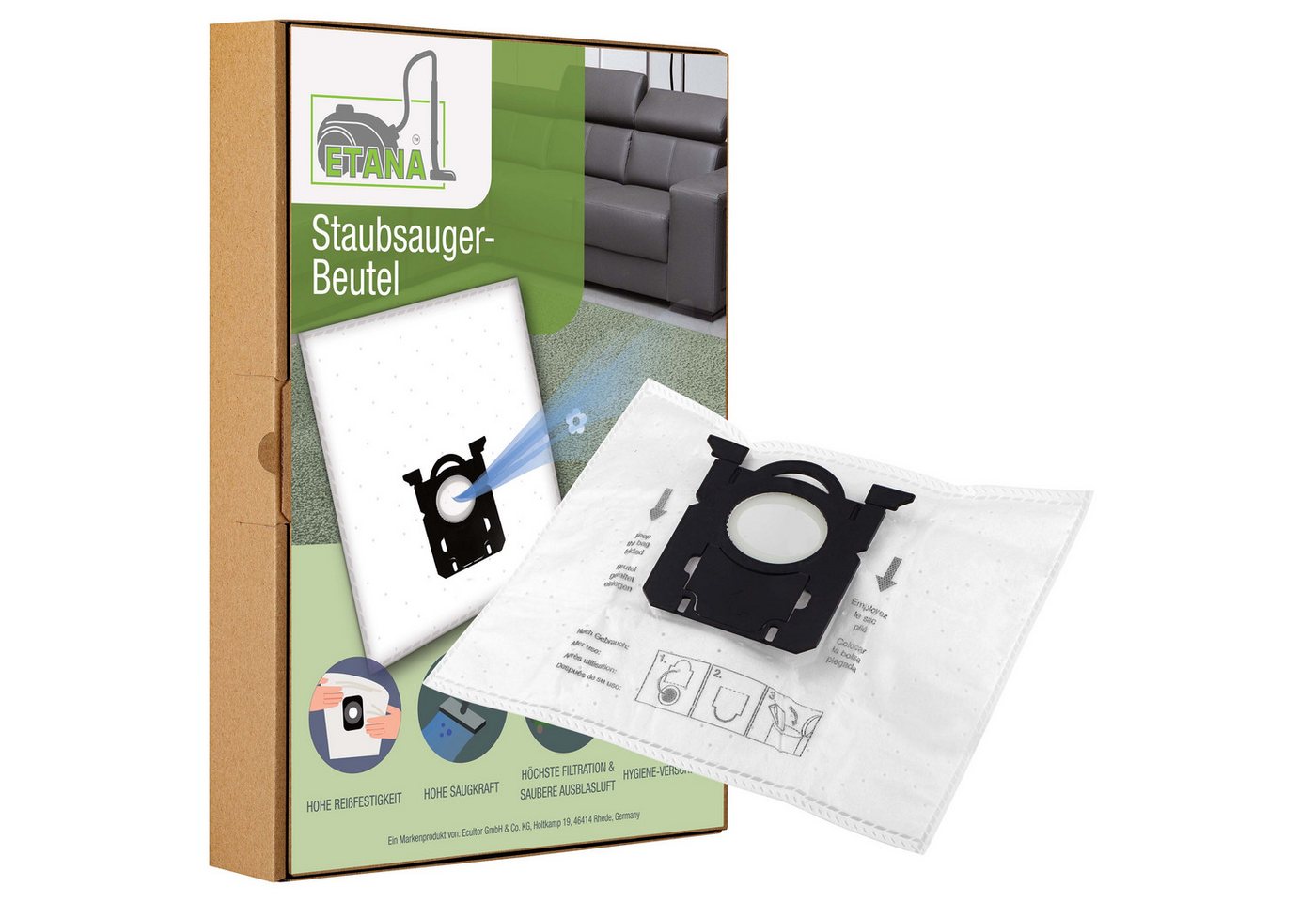 Etana Staubsaugerbeutel Schutzfolie, passend für AEG AE 4620 Woofer, 20 St., Staubbeutel Ersatz mit Hygiene Verschluss von Etana