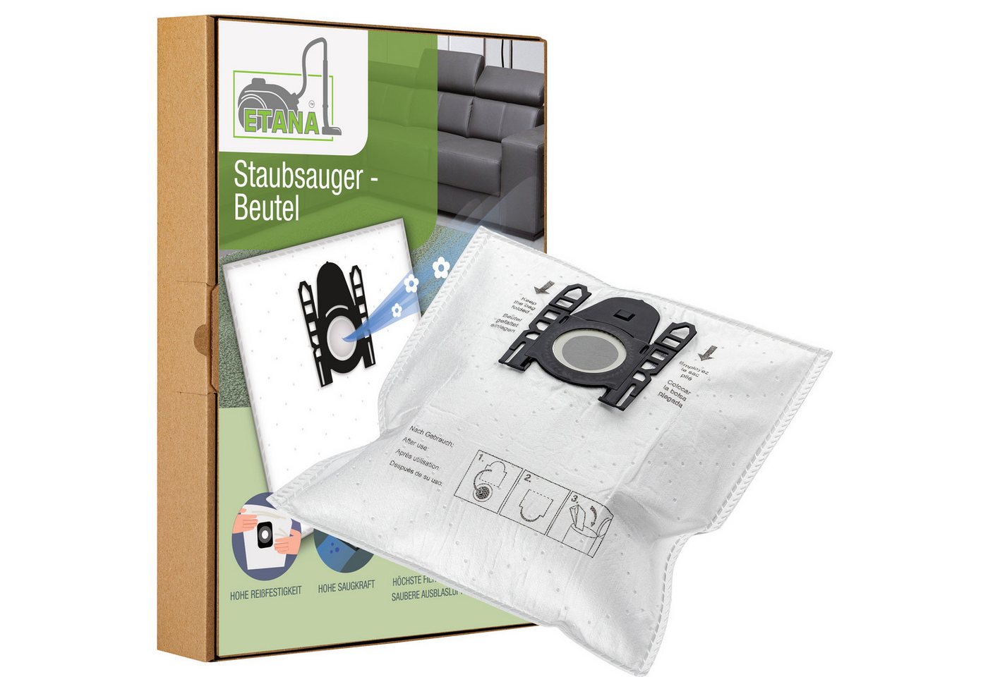 Etana Staubsaugerbeutel Schutzfolie, passend für Bosch BBS2101, BBS2101FF - BBS 2101, FF, 20 St., Staubbeutel Ersatz mit Hygiene Verschluss Etana Staubsaugerbeutel Schutzfolie, passend für Bosch BBS2101, BBS2101FF - BBS 2101, FF, 20 St., Staubbeutel Ersatz mit Hygiene Verschluss von Etana