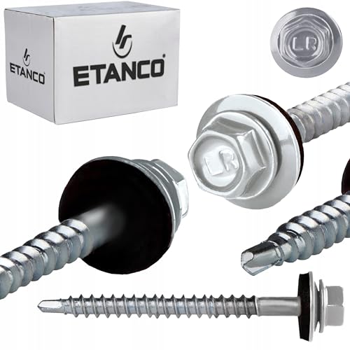 Trapezblechschrauben 4,8 x 20-100 mm Verzinkt Selbstbohrende Bohrschrauben - Selbstschneidene Schrauben mit EPDM Unterlegscheiben - Sechskant Metalldachschrauben (4,8 x 70 mm - 100 St.) von Etanco