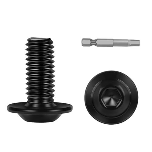 M5-0,8 x 16 mm Flansch-Innensechskantschrauben, 304 Edelstahl 18–8, Inbusantrieb, schwarze Oberfläche, Vollgewinde, Schraubendreher-Bit im Lieferumfang enthalten, 50 Stück von Etauwe