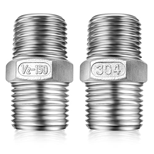 Doppelnippel 1/2 Zoll 2 Stück Edelstahl Duschschlauch Verbinder Verlängerung Adapter Nippelmuffe Fitting Nippel für Badezimmer von Eteamcan