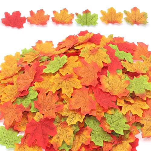 Eteamcan Herbstblätter Deko Künstlich Herbst Blätter Ahornblätter Deko 300 STK Rot Herbstdeko Blätter Streudeko zum Basteln Hochzeit Party von Eteamcan