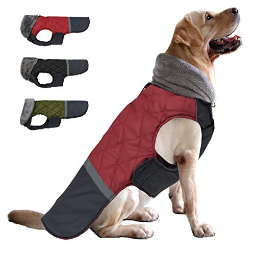 Etechydra Hundemantel Jacken Plüsch Reflektorend, Hundejacken Reversibel Winter Wasserdicht Winddicht Hundejacke Warm Kleidung Mantel Hundeweste für Kleine Mittelere und Große Hunde, Rot, M. von Etechydra