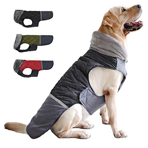 Etechydra Hundemantel Jacken Plüsch Reflektorend, Hundejacken Reversibel Winter Wasserdicht Winddicht Hundejacke Warm Kleidung Mantel Hundeweste für Kleine Mittelere und Große Hunde,Schwarz, L. von Etechydra