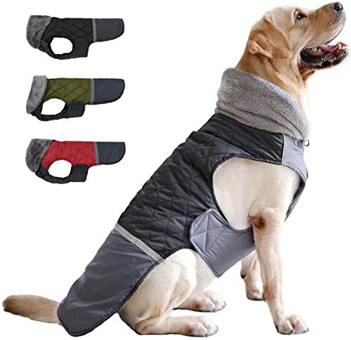 Etechydra Hundemantel Jacken Plüsch Reflektorend, Hundejacken Reversibel Winter Wasserdicht Winddicht Hundejacke Warm Kleidung Mantel Hundeweste für Kleine Mittelere und Große Hunde,Schwarz, XL. von Etechydra