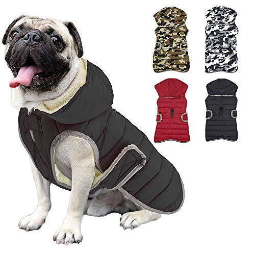 Etechydra Reflektierend Hundejacke with Abnehmbarem Hut, wasserdichte Winter Fleece Warme Jacke Hundemantel, Hund Jacken Mantel Hundejacke für Kleine Mittelere und Große Hunde, Schwarz，M von Etechydra