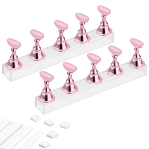 Etercycle 4 Sets Acryl Nagel Display Ständer DIY Nagel Kristall Halter Magnetische Praxis Ständer für falsche Nagel Spitze Maniküre Werkzeug (Pink) von Etercycle