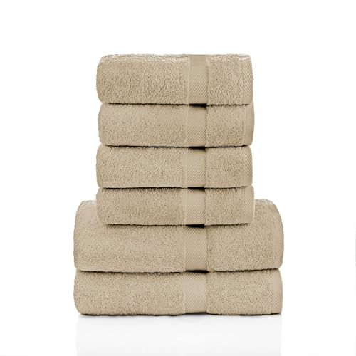 etérea Handtuch Set Taupe Handtücher Set 100% Baumwolle Qualitäts Frottierware 500 g/m² Carli Handtuch 6 teiliges Sparset Taupe von etérea Himmlische Qualität