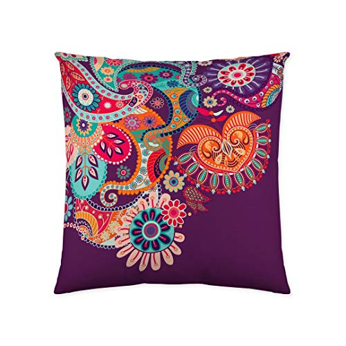 etérea Baumwolle Dekokissen Mandala Lila 40x40 cm - Dekorativer Kissenbezug ohne Füllkissen - Oekotex Standard Kissenhülle für Sofa Wohnzimmer Schlafzimmer - Beidseitigem Druck und Reißverschluß von etérea Himmlische Qualität