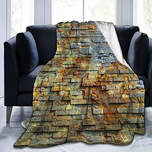 Wohn-&Kuscheldecken Backsteinmauer-Graues Und Braunes Retro-Thema Kuscheldecke Flauschig Decke Warm Winter Weich Sofadecke Decke Couch Blanket Sofa Überwurfdecke 200X150Cm von EternaLL Meoy