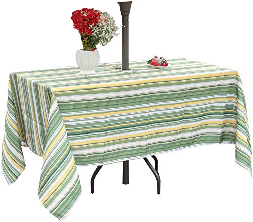 Eternal Beauty Recatngle Tischdecke, 152x213 cm, Grün und Gelb gestreift, für Innen- und Außenbereich, für Terrasse, Gartenparty und Grillabende von Eternal Beauty