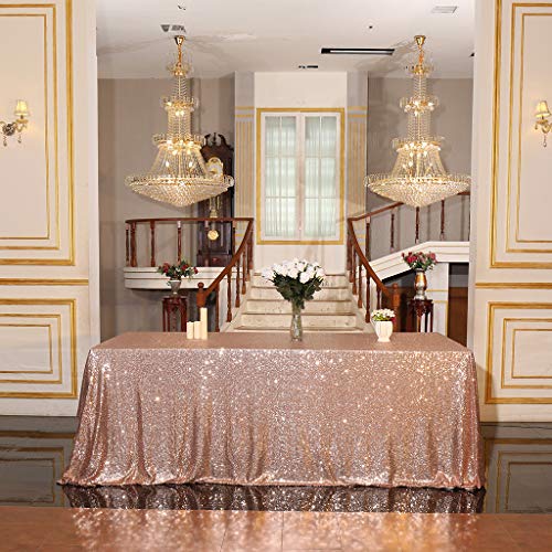 Eternal Beauty Tischdecke, Quadratisch, Pailletten Hochzeit Party Bankett Tischdecken, Rose Gold, Rose Gold, 122*244cm von Eternal Beauty