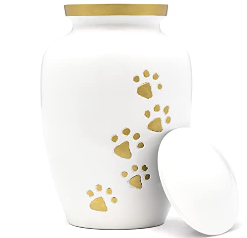 Eternal Harmony Große Haustierurne für Hunde mit sicherem Verschluss, Samtbeutel und Rutschfester Filzunterseite, Tierurne für Hundeasche, Katzenasche und jedes Haustier bis zu 55 kg (Perle, groß) von Eternal Harmony