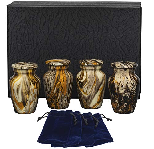 Eternal Harmony Urne für menschliche Asche | Gedenkurne sorgfältig handgefertigt mit eleganten Oberflächen zu Ehren Ihrer Liebsten | Erwachsenen-Urne groß mit schönem Samtbeutel (klein, Gold Milo) von Eternal Harmony