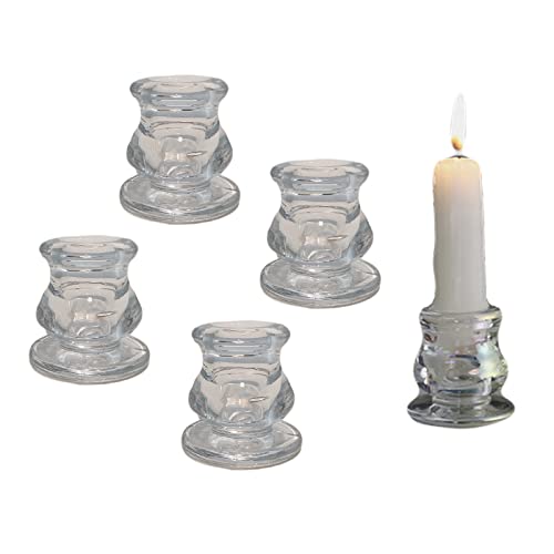 Eterspr 4 Stück Transparent Kerzenhalter, Candle Holders Glas, Klarglas Kerzenhalter, für Weihnachten, Hochzeiten, Tischdekorationen von Eterspr