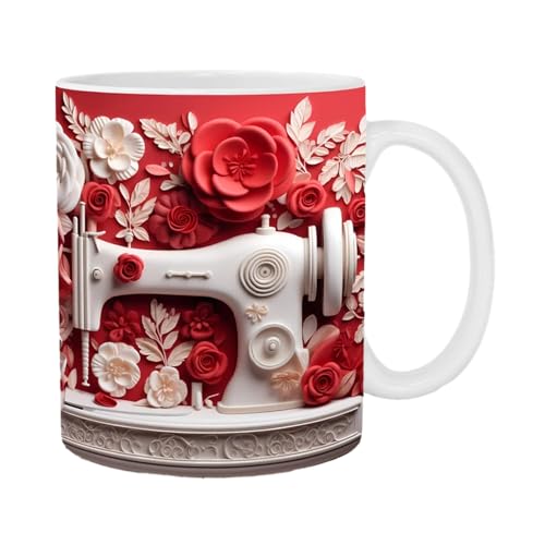 3d-nähmaschine-tasse - 3d-keramik-nähtasse - 3d tasse - 3d kaffeetasse - 3d sewing mug – Quilt-Tasse - Nähgeschenk – einzigartige Nähmaschine-Kaffeetasse aus Keramik von Eteslot
