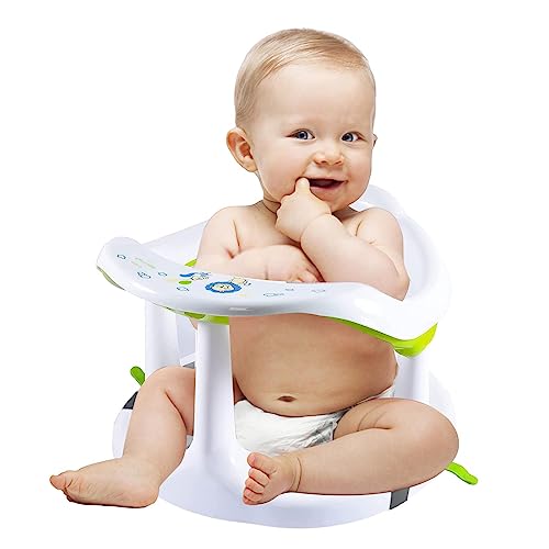 Eteslot Badewannen Sitzhilfe Baby - Sitz Badewanne Baby - Baby-Duschstuhl Mit Abnehmbare Saugnäpfen Und Rutschfeste Matte - Baby-Badewannensitz Mit Rückenlehne Für Neugeborene, 6-18 Monate, Weiß von Eteslot