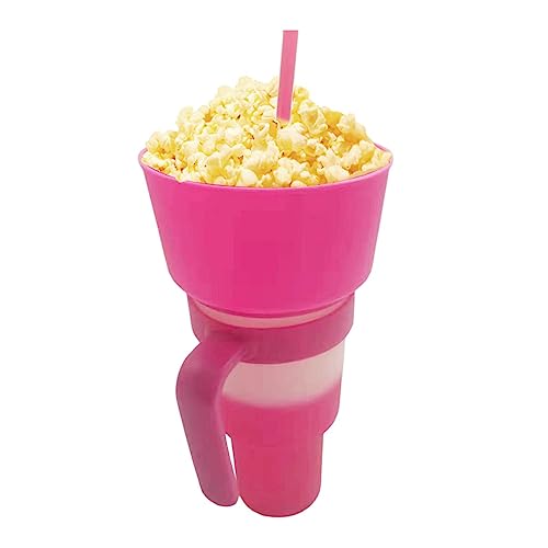 Eteslot 2 In 1 Snack & Drink Becher, Cup Bowl Combo, Becher Mit Strohhalm Und Schüssel, Stadium Tumbler with Snack Bowl, Portable Leakproof Drink Cup Snack Bowl for Cinema, Home, Travel, Gifts von Eteslot