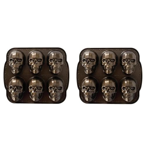 Eteslot 2 Stück Halloween Backform - Backform Totenkopf– Halloween-Backform Totenkopfform – DIY Metall Halloween 3D-Skelett-Backform von Eteslot