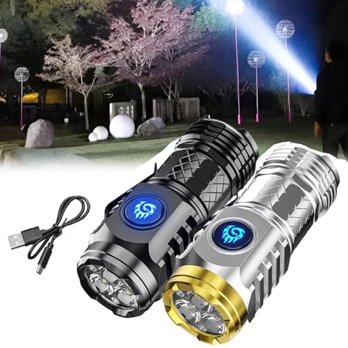 Eteslot 2pcs -Taschenlampe mit dreiäugigem Monsterss, LED Taschenlampe Extrem Helle, Aufladbar -Taschenlampe mit 5 Lichtmodi, wasserdichte Handlampe für Camping Outdoor von Eteslot