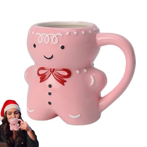 Eteslot Rosa Lebkuchentasse – weihnachtliche Kaffeetassendekoration in Lebkuchenfor – niedliche Weihnachtstassen mit Tassengriff – Geschenke von Eteslot