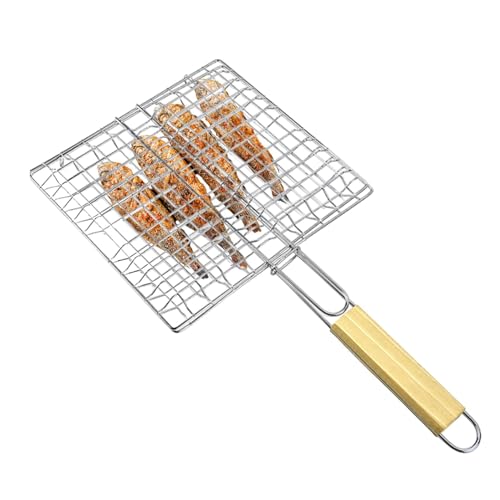 Eteslot Fischgrillkorb, Edelstahl, Fischgrillhalter, Fischzange, Garnelengrill-Kochzubehör, Silber von Eteslot