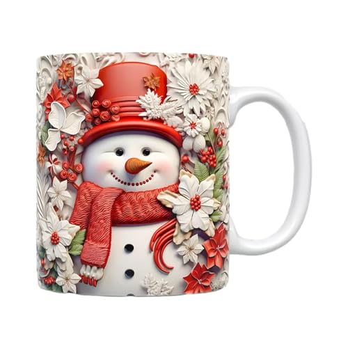 Weihnachts Tassen 3D - Weihnachtsbecher - Weihnachts Geschirr - Weihnachtstisch Deko - 3D Weihnachtsmann-Tasse, Schneemann-Kaffeetasse, Weihnachtstrinkbecher von Eteslot