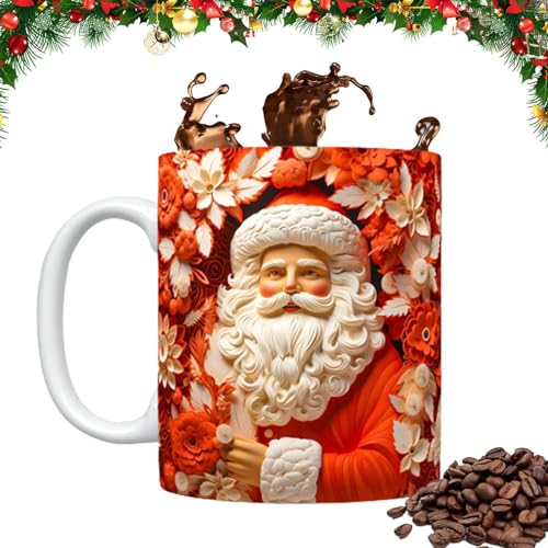 Weihnachts Tassen 3D - Weihnachtsbecher - Weihnachts Geschirr - Weihnachtstisch Deko - 3D Weihnachtsmann-Tasse, Schneemann-Kaffeetasse, Weihnachtstrinkbecher von Eteslot