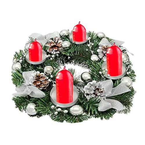 adventskranz künstlich - weihnachtskranz Tisch - kerzenkranz Weihnachten - adventskranz für teelichter, Festliche künstliche Kerzenringe, Kränze, exquisiter Ringkerzenhalter für den Kamin von Eteslot