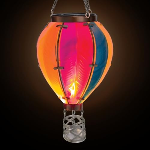 heißluftballon lampe, Heißluftballon-Dekoration, hängende Heißluftballon-Solarlaterne für Gartendekoration, flackerndes Solarlicht aus Metall für Terrasse, Verandas, Hof von Eteslot