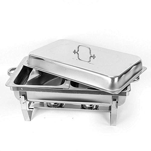 Chafing Dish Behälter Edelstahl Speisenwärmer Klappbarer Ständer mit 2 Kraftstoffbehälter und 2 Pfanne, Warmhaltegerät Set für Catering, Buffet und Party 7.5L von Ethedeal