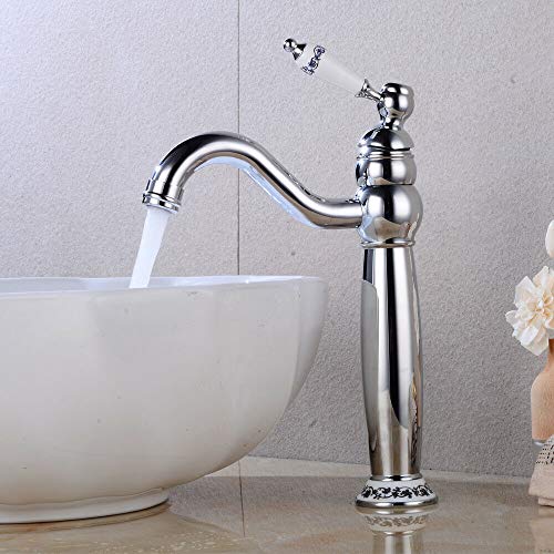 Retro Waschtischarmatur Bad Wasserhahn, Einhebelmischer Armatur mit 2 Anschluss Schläuche, für Badezimmer Küchen Haus Dekoration Silber von Ethedeal