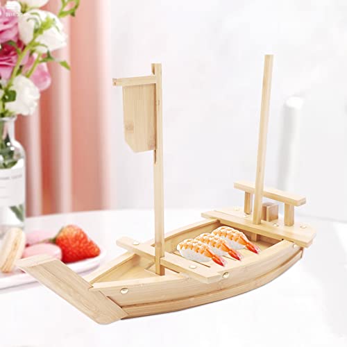 Ethedeal Sushi-Boot für Japanisch und Koreanisch, Sashimi-Plattenboot, Holz Bootgeschirr Bambusgeschirr Sushi, japanisches Sushi-Bambusboot 52 * 22 * 6cm von Ethedeal