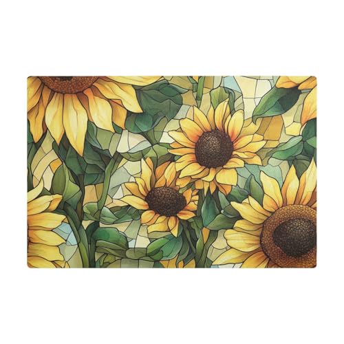 Ästhetische Sonnenblumen-Ödland-Stil, dekorative Kaffeematte für Arbeitsplatte, Leder, wasserabsorbierendes Tischset unter der Kaffeemaschine für Arbeitsplatte von EtherSpher
