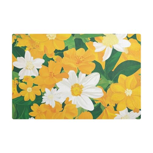 Beauty Spring gelbe und Blumen dekorative saugfähige Kaffeematte aus Leder, saugfähige Matte unter der Kaffeemaschine für Arbeitsplatte von EtherSpher