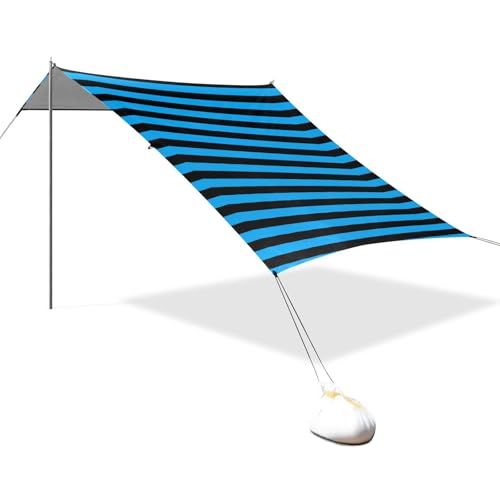 Blau-schwarze Linie entworfen LSF 50+ Schutz Strand Cabana Zelt Einfacher Aufbau Tragbarer Sonnenschutz mit Sandschaufel für Garten und Camping Carpas para la Playa von EtherSpher
