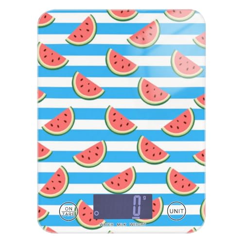 Blau-weiß gestreifte Obst-Wassermelonen-Kalorien-Zählwaage zum Wiegen von Lebensmitteln, 5 kg/5 g, digitale Grammwaage mit 4 Einheiten für (Benutzer) (Benutzer) (Benutzer) von EtherSpher