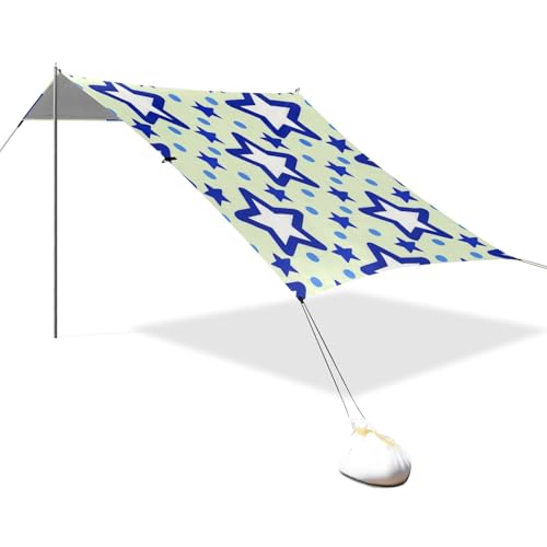 Blue Stars Dot Yellow Designed UPF50+ Protection Foldable Beach Tent Water-Resistant Portable Sunshade with Carrying Bag for Backyard and Camping sombrillas para el sol von EtherSpher