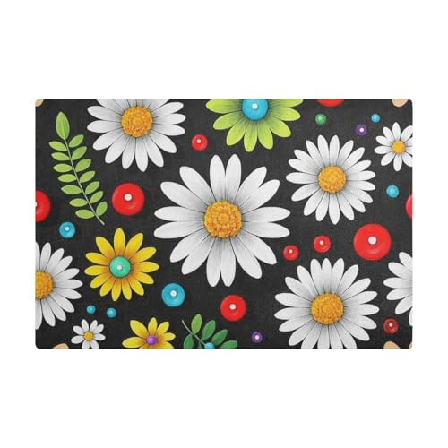 Boho Trendy Daisy Floral White Black Decorative Countertop Coffee Mats Leather Absorbent Coffee Machine Mat for Kitchen Boho Trendy Daisy Floral White Black Decorative Countertop Coffee Mats Leather Absorbent Coffee Machine Mat for Kitchen von EtherSpher