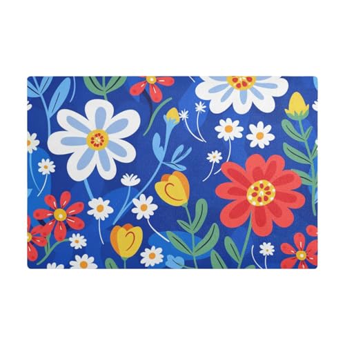 Bunte Blumen, blaue dekorative Arbeitsplatte, Kaffeematte, Leder, saugfähige Matte für Kaffeemaschine für Arbeitsplatte Bunte Blumen, blaue dekorative Arbeitsplatte, Kaffeematte, Leder, saugfähige Matte für Kaffeemaschine für Arbeitsplatte von EtherSpher