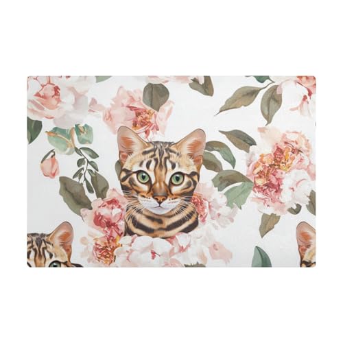 Chic Bengalkatzen weiße dekorative Kaffeematten für Arbeitsplatte, Leder, saugfähig, Kaffeemaschine, Pad für Theke von EtherSpher