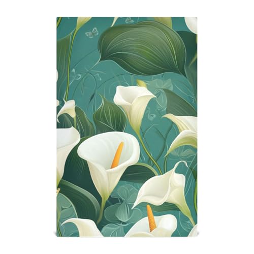 Chic Calla Lily Türkise dekorative Küchentücher Muster Küchentücher Frottee Geschirrkleidung zum Geschirrspülen Essentials Valentinstag Restaurant articulos para decorar la cocina von EtherSpher