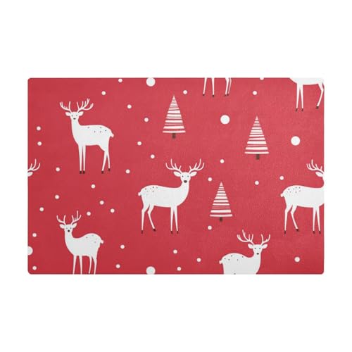 Dekorative Kaffeematte mit Hirschmotiv "Merry Christmas", skandinavischer Stil, für Arbeitsplatte, Leder, absorbierende Thekenmatten für Kaffeemaschine für Theke von EtherSpher